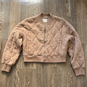 Abercrombie & Fitch Quilted Bomber Jacket in Tan
